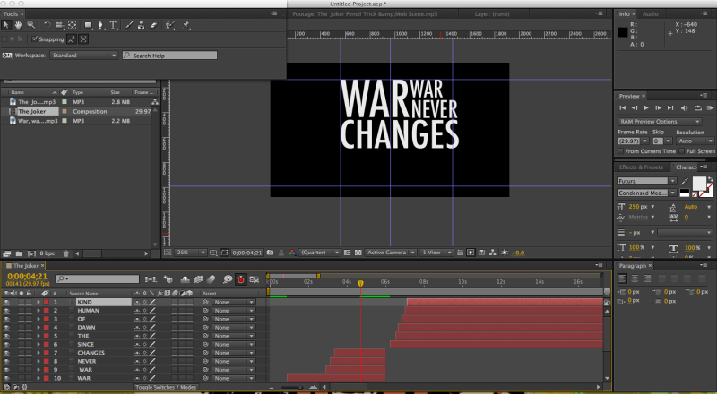 First Kinetic Typography - War Never Changes